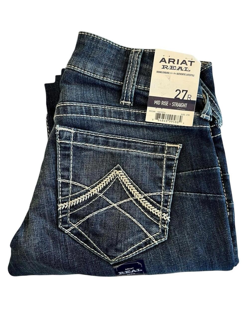 Ariat REAL Jeans Womens Mid Rise Sz 27Reg Stretch Icon Straight Leg  2325.35